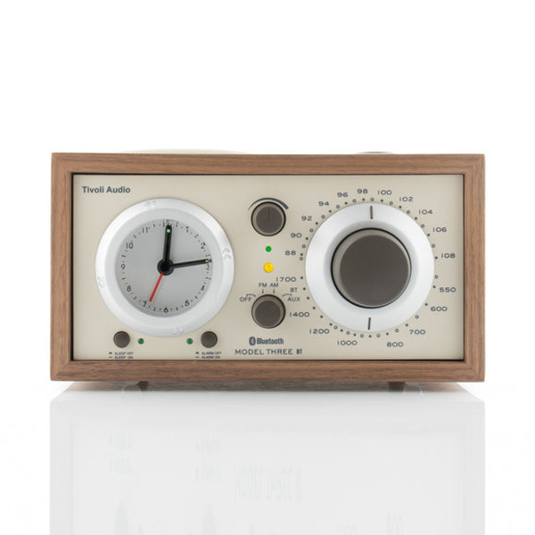 In Stock! Discount Tivoli Audio Model Three Bluetooth Clock Radio with USB - Walnut/Beige