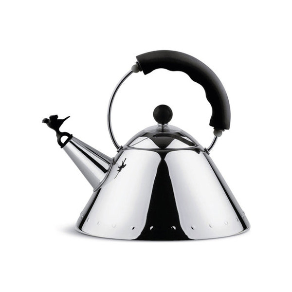 In Stock! Discount Alessi Kettle with Bird Shaped Whistle - Black
