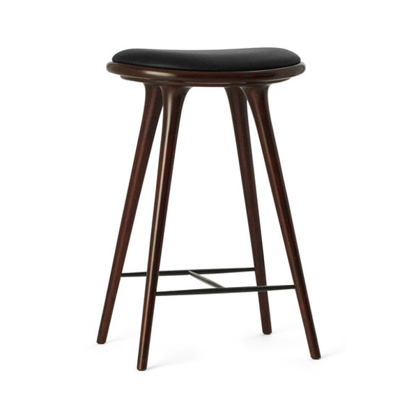 In stock! Discount Mater High Wood Stool - Dark Stained Beech With Black Leather - Counter 27 in high