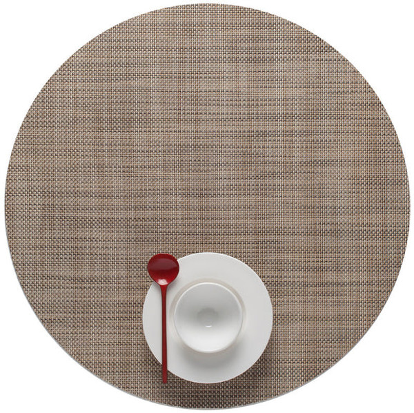 In Stock! Discount Chilewich Mini Basketweave Round Placemat (Set of 4) - Linen