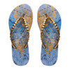 SHOWAFLOPS Womens Blue Grotto Blue/Metallic Gold Flip-Flops (9003)