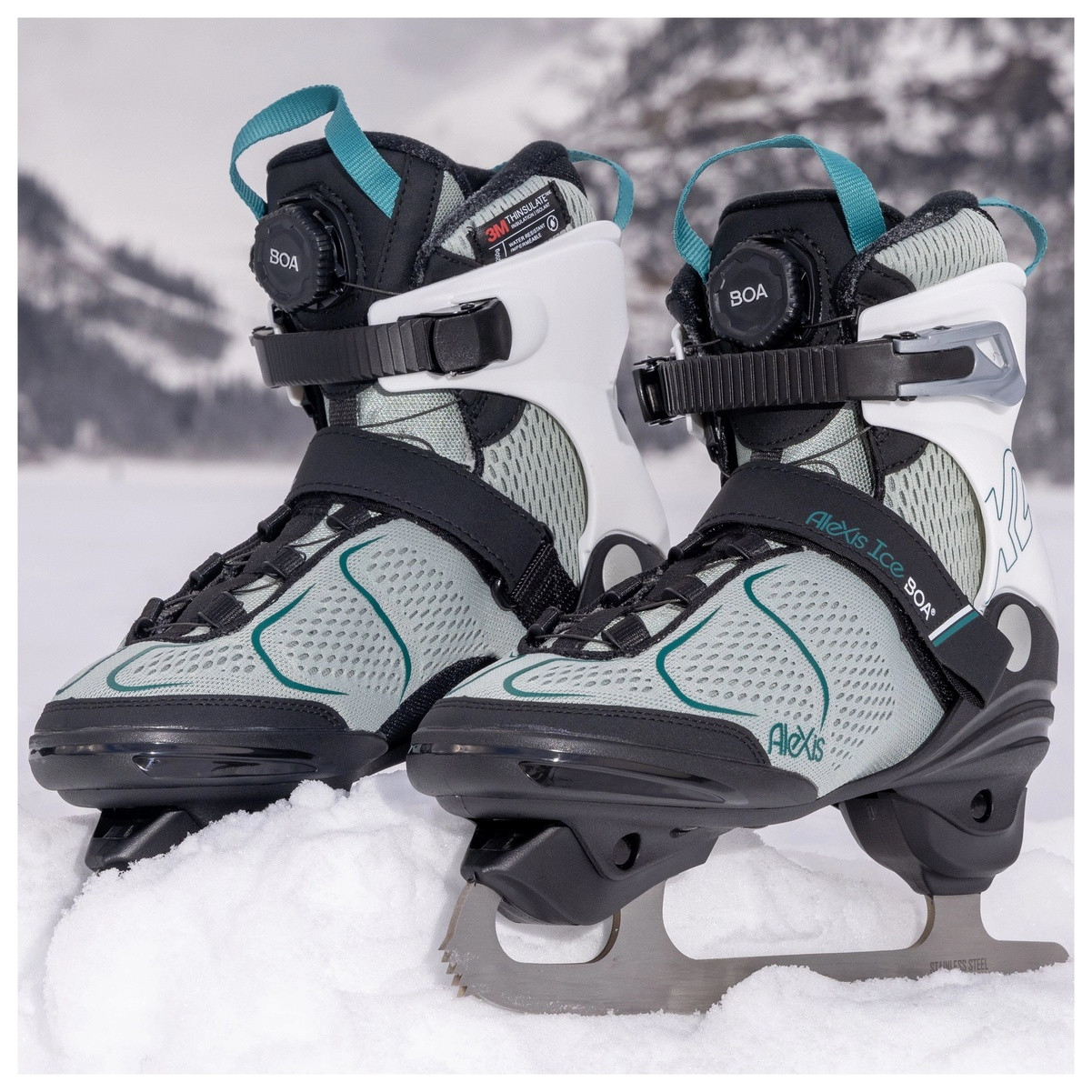 Pattini Da Ghiaccio K2 Alexis ICE BOA FB Donna - Grigio/Blu, Soft Boot, Sistema BOA, Lama In Acciaio Inox, Thinsulate, Taglia 25G0910 - 4