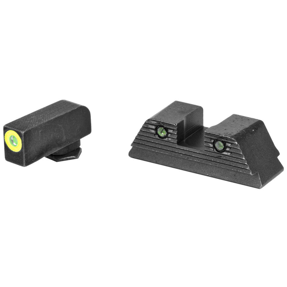 Fiber Optic Sight Set For Glock 17 19 – Front & Rear Green/Red Glow Sights, Hunting/Shooting