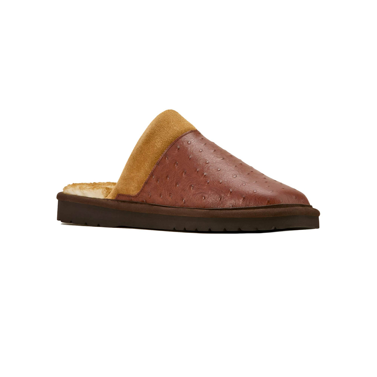 Ariat Tan and Brown Ostrich Print Leather Slides Ariat Men main image 3