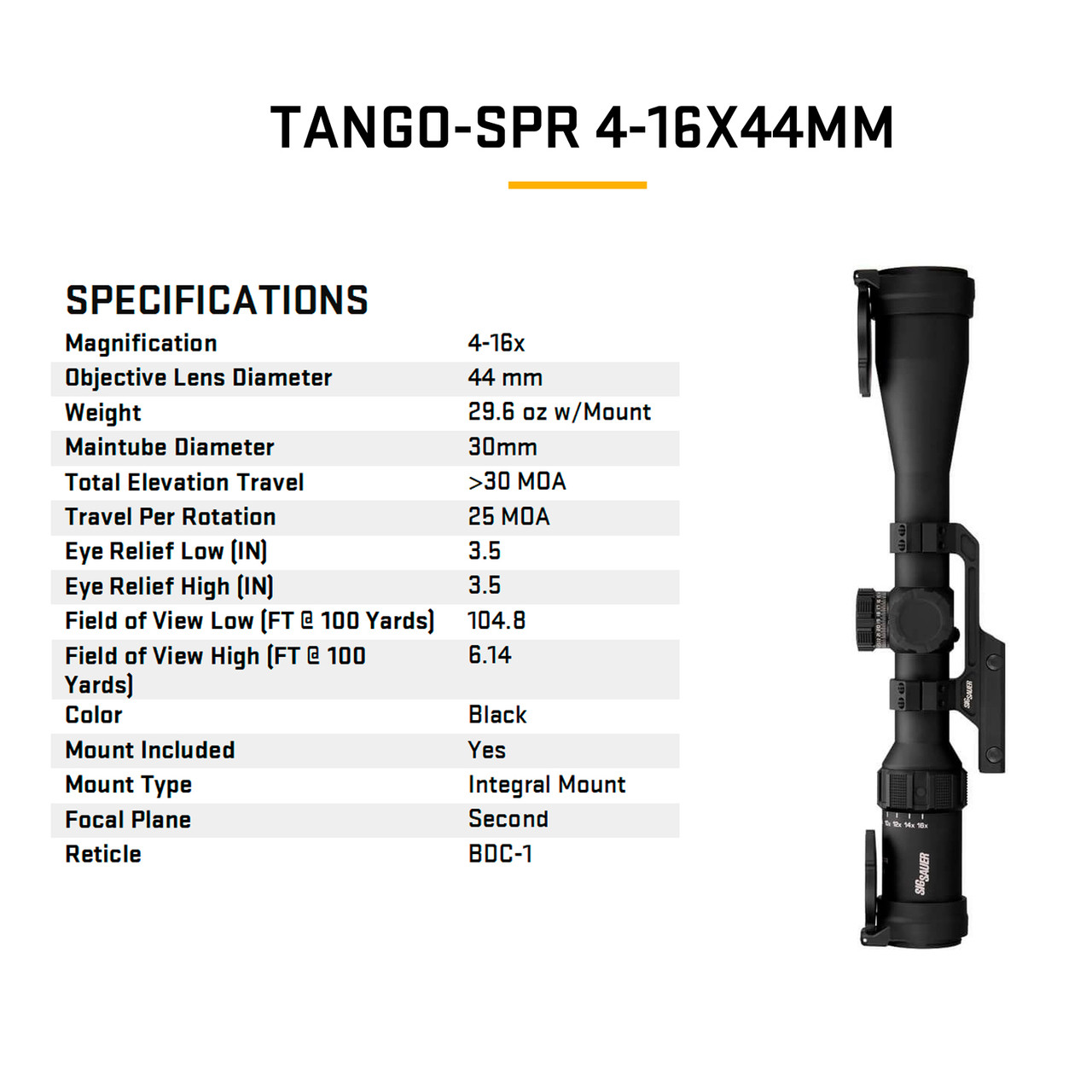 SIG SAUER Tango-SPR 4-16x44mm 30mm Riflescope SOTS44000