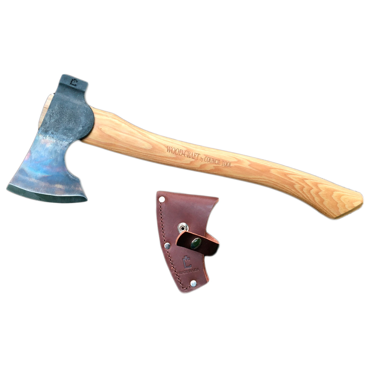 COUNCIL TOOL 1.7# Wood-Craft Camp Carver 16in Handle Axe With Leather Mask  (WC17CCA16C)