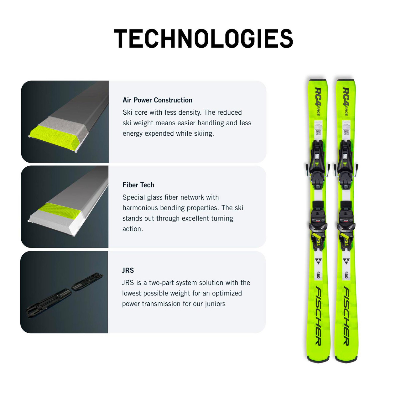 FISCHER RC4 Race JR Alpine Ski Set P19525-T80222