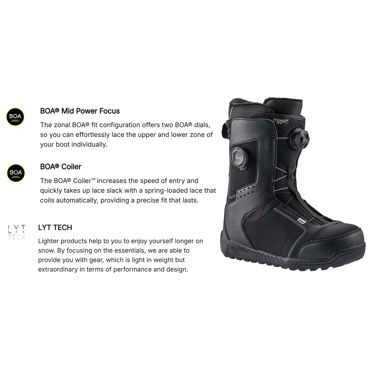 HEAD Trigger BOA Focus Black Snowboard Boots 350445