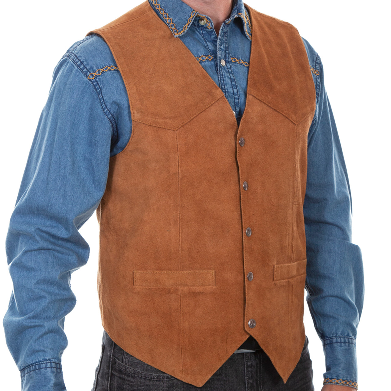 Scully Men's Lightweight Soft Lamb Leather Lapel Vest