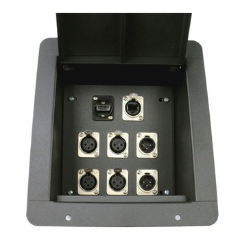 ELITE CORE Recessed Floor Box with 4 XLR Female, 2 XLR Male, 1 HDMI & 1 Tactical Ethernet Connections (FB8-4XF2XM1H1E)