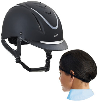 OVATION Z-6 Glitz Black/Black/Blue Medium/Large Helmet With OVATION Deluxe PK/2 Black One Size Hair Net