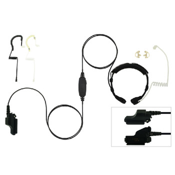 EAR HUGGER SAFETY Throat Microphone Headset with PTT on Connector for Motorola Astro HT, XTS, MT, MTX (EH-TM-1000)