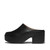 FITFLOP Women's Platfforms All Black Leather Heeled Mules (E4A-090)