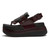 FITFLOP Women's F-Mode Stack Leather Black/Dark Merlot Toe-Post Sandals (ADL-E72) FITFLOP Women's F-Mode Stack Leather Black/Dark Merlot Toe-Post Sandals (ADL-E72)