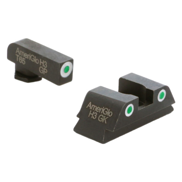 product variation AmeriGlo Classic 3 dot green tritium night sight set with white outlines for Glock 43X and 48 image
