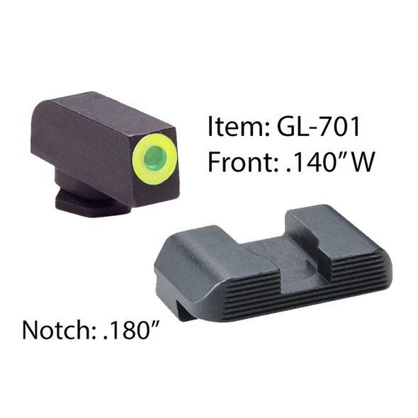 product variation AMERIGLO For Glock Protector Green Tritium LumiGreen Outline Front and Black Rear Sights (GL-701) image