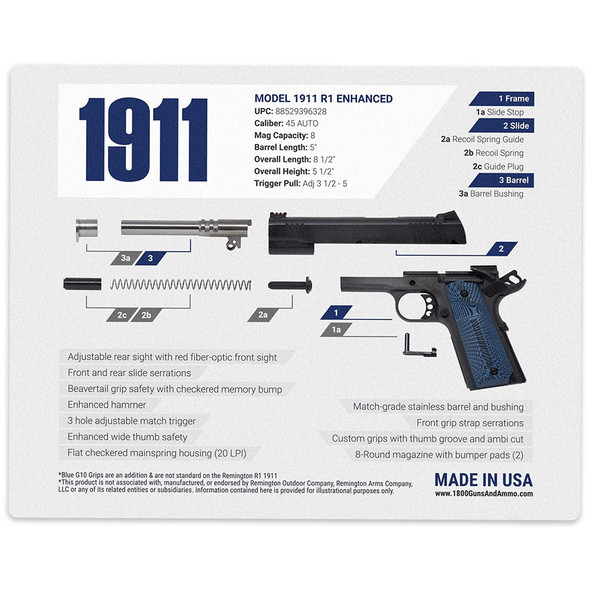 product variation 1800GunsAndAmmo Remington 1911 Gun Cleaning Mat 16x20 (MAT-REMINGTON-1911) image