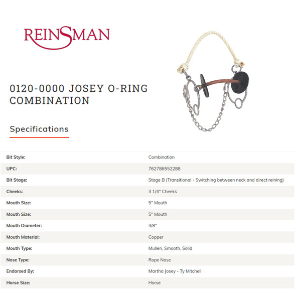 product variation CIRCLE Y Josey O-Ring Combination Bit (0120-0000) image