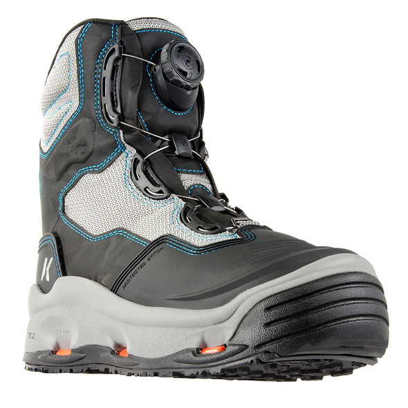 KORKERS Women's Darkhorse Grey/Aqua Fishing Boot with Felt and Kling-On Soles (FB2710)