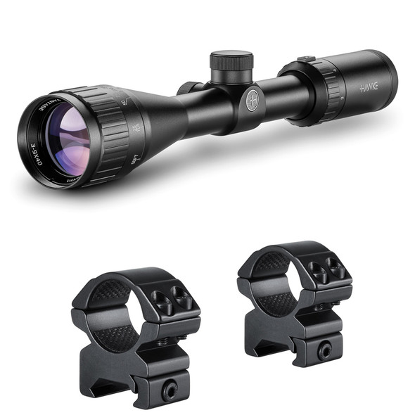 product variation HAWKE Vantage 3-9x40 AO Mil-Dot Riflescope with Match Mount 1in Medium Weaver Scope Rings (14123+22113) image