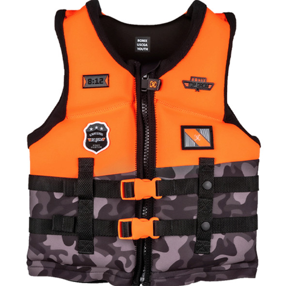 product variation RONIX Boy's Top Grom Orange/Black Camo CGA Life Vest, Youth (224172) image