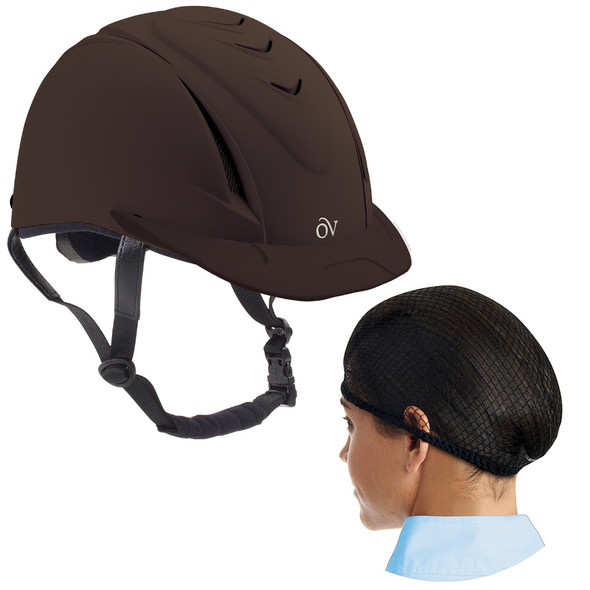 OVATION Deluxe Schooler Brown XS/S Helmet With OVATION Deluxe PK/2 Black One Size Hair Net