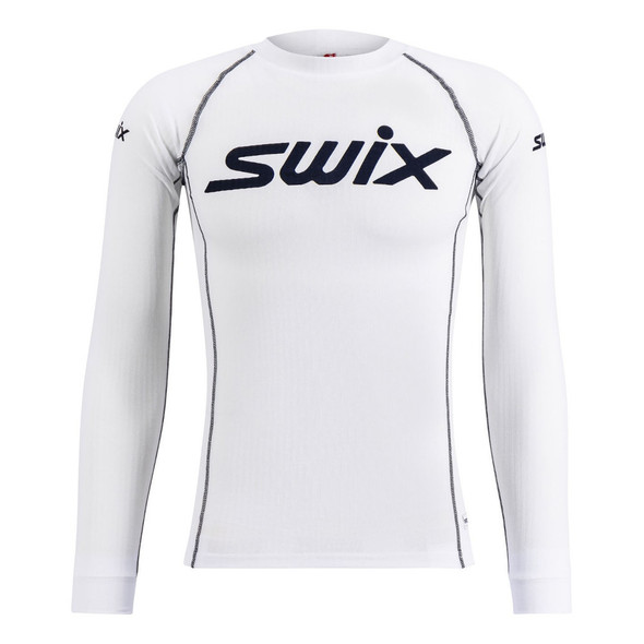 SWIX Men's RaceX Bright White L Bodywear LS Shirt and SWIX Men's RaceX Bright White L Bodywear Pants