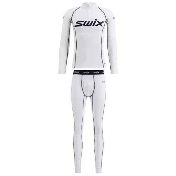 SWIX Mens RaceX Bodywear Halfzip Bright White Size L Shirt And SWIX Mens RaceX Bodywear Pants Bright White Size L