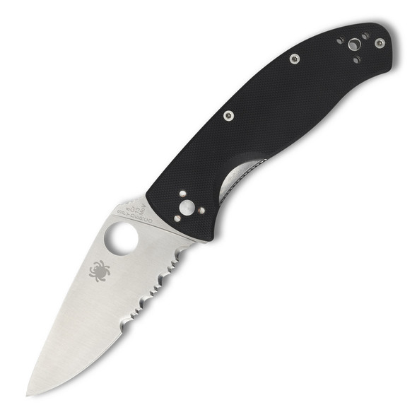 SPYDERCO Tenacious G-10 Black Handle CombinationEdge Folding Knife (C122GPS)