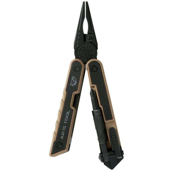 Real Avid AR15 Tool, Multi-Tool, Black/Tan Finish, Stainless Steel, Includes Tan Nylon Sheath AVAR15T