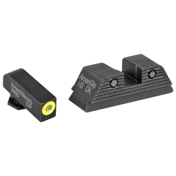 AmeriGlo Trooper, Sight, Fits Glock MOS, 17,19,22,23,24,26,27,33,34,35,37,38,39 Gen 1-4, Green Tritium LumiLime Outline Front, Green Tritium Black Serrated Rear, Front/Rear GL-819