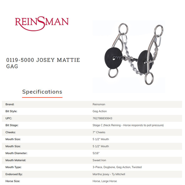 Mors Gag Mattie Josey – Circle Y (0119-5000) – Neuf