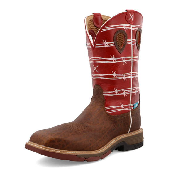 product variation TWISTED X Men's 12in Western Distressed Saddle and Ruby Work Boot (MXBNW01) image
