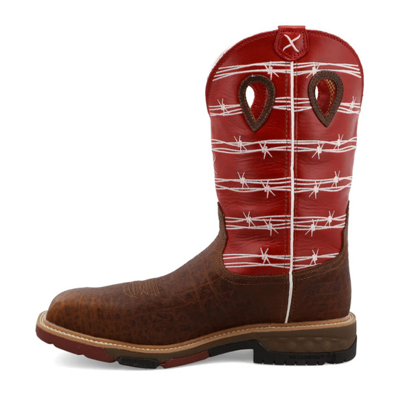 product variation TWISTED X Men's 12in Western Distressed Saddle and Ruby Work Boot (MXBNW01) image