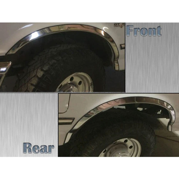 product variation QAA 4-Piece Molded Stainless Steel Wheel Well Fender Trim Molding Fits 1987-1996 Ford F-150 (WZ17308) image