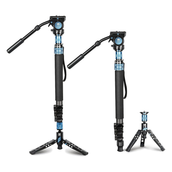 SIRUI P424FS 4 Sections Carbon Fiber 360 Panning Monopod With VH-10 Fluid Video Head