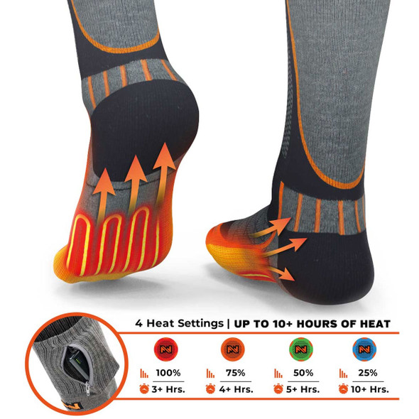 FIELDSHEER Men's Premium 2.0 Dark Gray 3.7v Merino Heated Socks (MWMS0701)