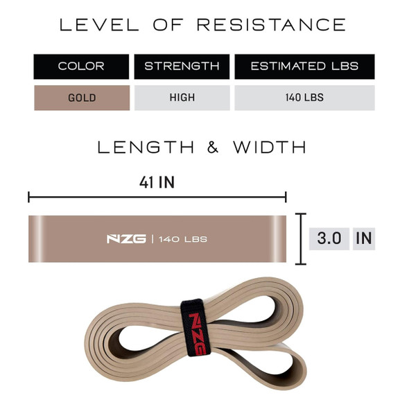 product variation NONZERO GRAVITY 100% Latex-Free Organic Rubber Power Resistance 140lbs Gold Single Band (NZ-RB140) image