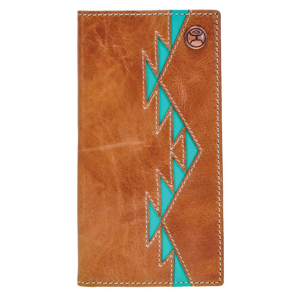 HOOEY Tonkawa Tan with Turquoise Aztec Rodeo Wallet (HW006-TNTQ)