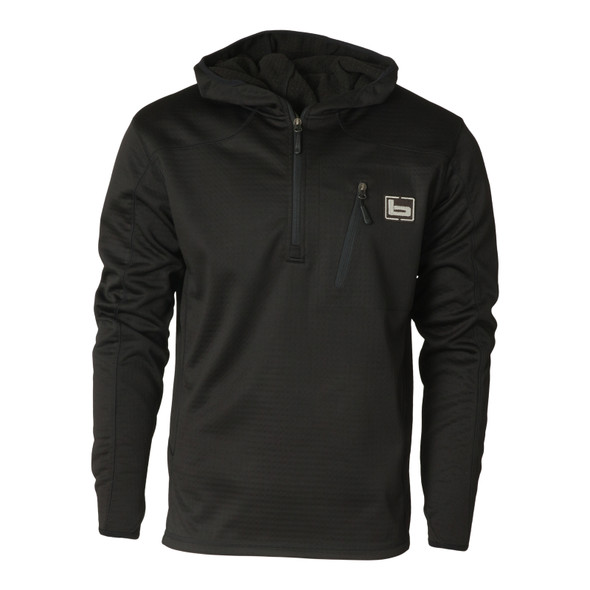 product variation Banded Mens hooded quarter zip mid-layer fleece pullover in Black image