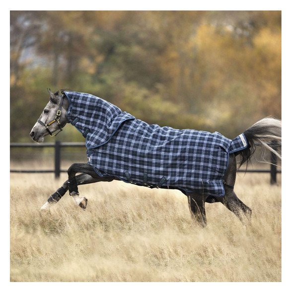 product variation HORSEWARE IRELAND Rhino Plus Vari-Layer 250g Medium Navy Check/Teal Turnout Blanket (AABPV3-C3D0) image