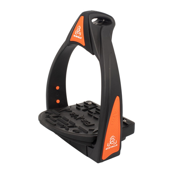 product variation Acavallo Flexia black and orange safety stirrups with flexing tread image