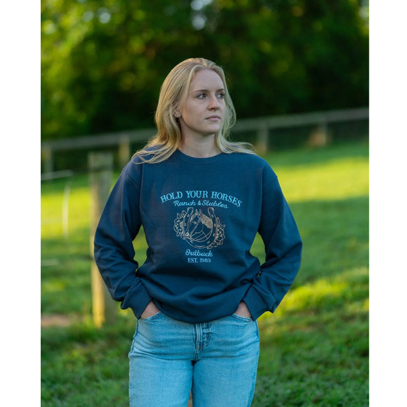 product variation OUTBACK TRADING Unisex Hold Your Horses Navy Sweatshirt (40337-MDN) image