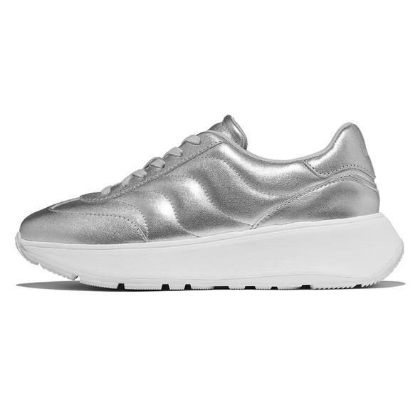 product variation FITFLOP Women's F-Mode T-Toe Wave Metallic Silver Leather Sneakers (E2E-011) image