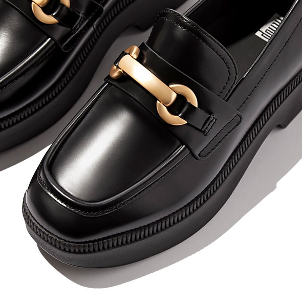 product variation Open Box (Damaged package): FITFLOP F-Luma Chunky-Snaffle Box-Leather D/Wedge Loafers, Color: Black, Size: 8 (HY3-001-060_2) image