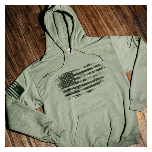 product variation GRUNT STYLE Unisex Vintage American Military Green Hoodie (GS3592) image