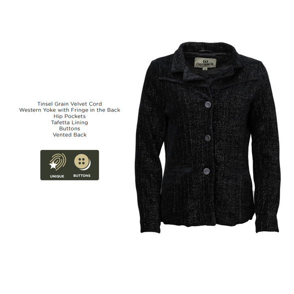 product variation OUTBACK TRADING Women's Dolly Black Jacket (29930-BLK) image