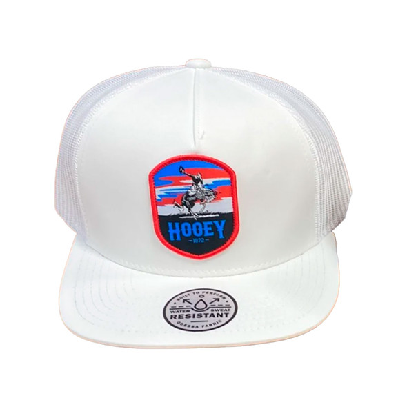product variation HOOEY Cheyenne 5-Panel Hooey White/Blue Patch White/Red Trucker Cap (2344T-WH) image