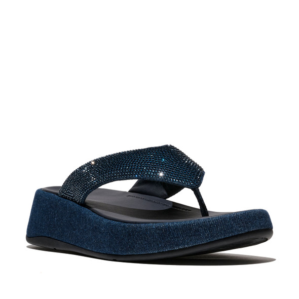 product variation FITFLOP Women's F-Mode Dark Denim Toe Post Denim And Hotfix Sandals (A2W-D71) image
