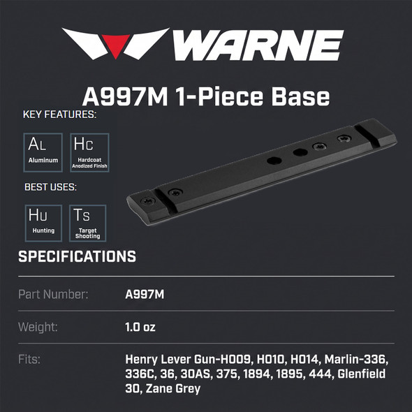 product variation WARNE Maxima 1-piece Marlin Lever Actions Aluminum Matte Base (A997M) image
